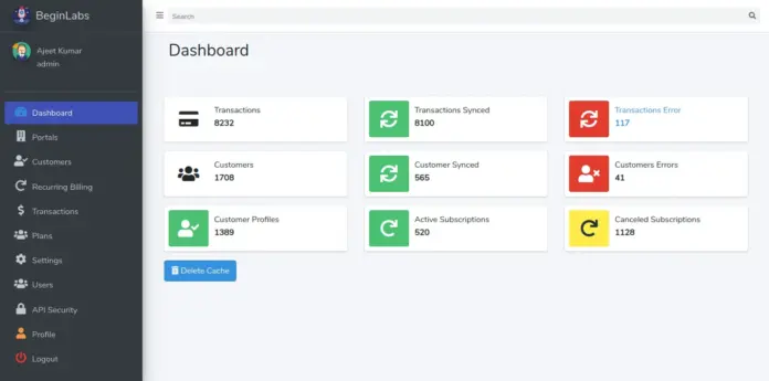 dashboard Automated Client Billing System Dashboard