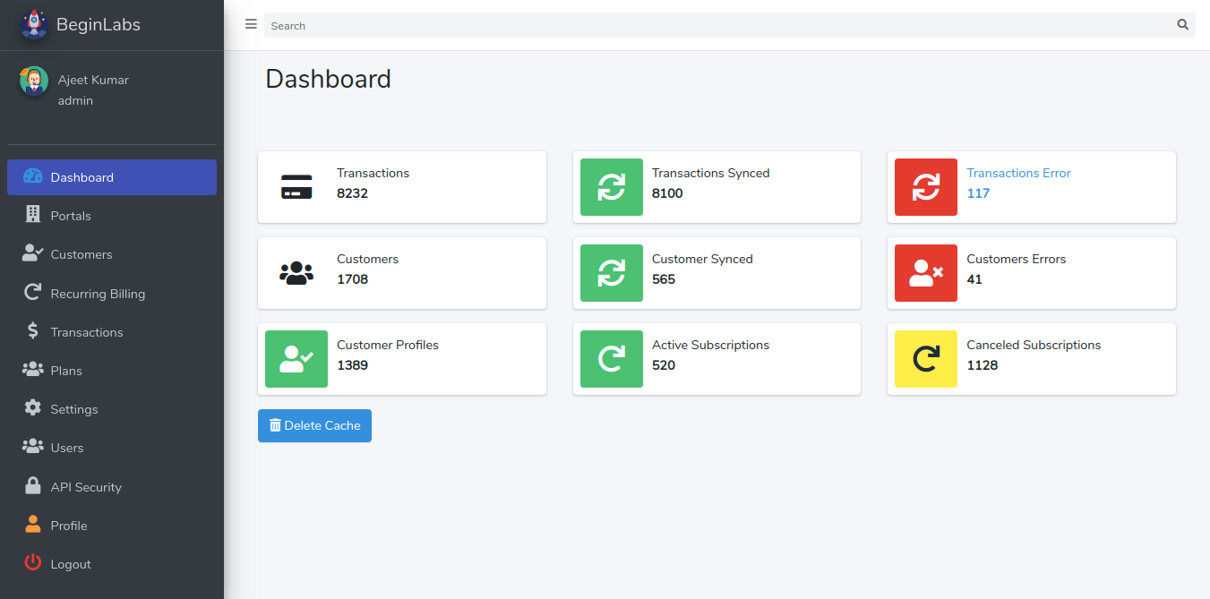 Automated Client Billing System Dashboard