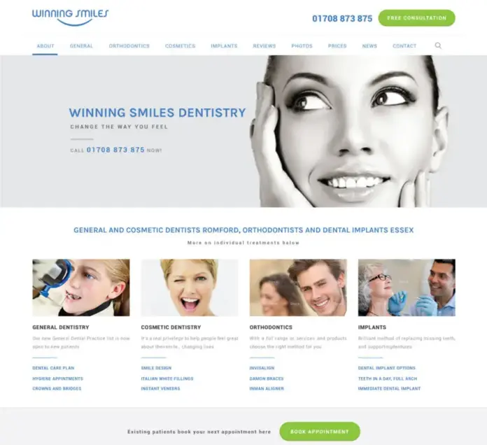 Winning_Smiles Dental Website Design WordPress